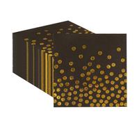 50PCS Cocktail Napkins, 3-Ply Disposable Black and Gold Foil Dot Serviettes Napkin Folded 6.5 x 6.5 Inches Bar Party Napkins Paper Napkins for Birthday Wedding Start School Baby Shower