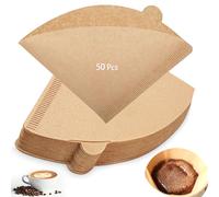 50PCS Coffee Filter Papers, Natural Disposable Unbleached Cone Filter Paper Compatible with V60 Size 02 for Pour Over and Drip Coffee Maker - Brown