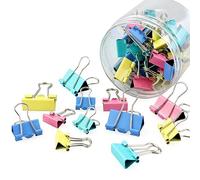 50pcs Colored Binder Clips - 3 Sizes Metal Foldback Clamps for School, Stationery, File, Money, Paper (15mm/19mm/25mm)
