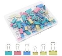 50pcs Colored Binder Clips,3 Sizes Metal Foldback Clips Color Bulldog Foldback Clamps Coloured Stationery File Money Paper Clamps Colored Metal Binder Clips for School(15mm/19mm/25mm)