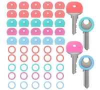 50Pcs Colored Key Covers Caps, 1" Standard Cute Key Caps, Keys Identifier Coding, Rings Soft Stretchy House Keys Covers Protectors for Small & Standard-Keys (Not for Odd-Shaped-Keys)