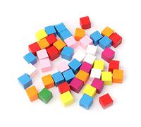 50Pcs Colourful Wooden Cubes Square Blocks Craft Decoration Embellishments Puzzles For Kids