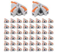 50pcs Compact Wire Conductor Connector, T-Shape Lever Nut Wire Connector, Quick Splitter 3 Way Electrical Connectors, AWG 28-12 (Orange)