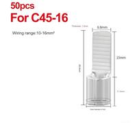 50pcs Copper Terminals Electrical Cable Connectors Compatible with C45 Air Switch Circuit Breakers, Silver-Plated Crimp Wire Lugs for 10-16mm2 Cables, Secure(For C45-16)