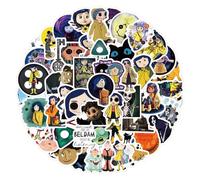 50Pcs Coraline and The Secret Door Stickers, Thriller Fantasy Movie Stickers, Waterproof Vinyl Graffiti Decals for Laptop Luggage Skateboard, Teens and Adults