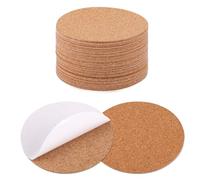 50Pcs Cork Coasters, 10 x 10 x 0.1cm Cork Mats Adhesive Backed, Self-Adhesive Cork Coasters Round for Handmade Coasters Craft Supplies