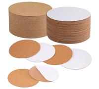 50pcs Cork Coasters, 9cm / 3.54 inch Self-Adhesive Round Cork Board Sheets Cork Backing Wooden Mat Pad for Coasters Small Potted DIY Crafts Furniture Home