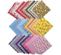 50PCS Cotton Fabric Squares for Sewing - Precut Patchwork Fabric Bundle for Quilting DIY Craft Projects - 10 x 10cm Assorted Patterns