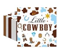 50PCS Cowboy Baby Shower Napkins - A Little Cowboy is on the Way Baby Shower Paper Napkins Western Rodeo Little Cowboy Disposable Napkins 6.5" x 6.5"