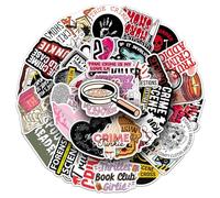 50pcs Crime Style Stickers, Thriller Quote Decals for Laptops, Water Bottles, Luggage, Journals, Scrapbooks, Notebooks, Helmets, Bumpers, Walls, Windows, Phones, Guitars, Skateboards, Bikes, Cases