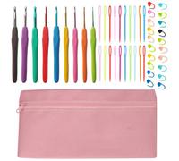 50pcs Crochet Hook kit Ergonomic Soft Grip 9 Size Knitting Needles (2mm-6mm) with Stitch Markers Crochet Tool Perfect for Arthritic Hands Beginners