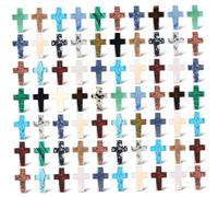 50Pcs Crystal Cross, Natural Small Mini Crystal Pocket Crosses in Bulk for Prayers Faith Reminder Baptism Inspirational Pocket Crosses in Bulk