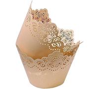 50Pcs Cupcake Wrappers Lace Laser Cut Liner Baking Cup Wraps Muffin Case Trays Crown Bake Cake Paper for Wedding Party Birthday Decoration (Titanium White)