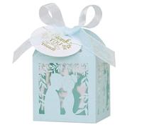 50pcs Cut Lovers Paper Candy Box Romantic Wedding Favor Gift Packaging Boxes Baptism Party Bridal Shower With Ribbon Tags(Color1)