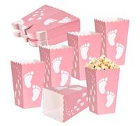 50Pcs Cute Baby Feet Favor Boxes for Gender Reveal Party, Flat Bottom Paper Gift Boxes for Candy Popcorn Treats, Goodies Bags for Baby Shower, kid Birthday, Halloween, Christmas Celebration