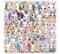 50PCS Cute Bunny Stickers, Cartoon Rabbit Stickers Packs for Boys Girls Teens, Vinyl Waterproof Kawaii Animals Decals for Water Bottle Laptop Skateboard Computer