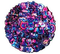 50pcs Cute Cat Stickers for Children Adults Kids Teenage Girls Neon Cat Graffiti Stickers Pink Blue Neons Soft Cute Cats Waterproof Sticker