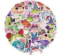 50Pcs Cute Frog Small Stickers Laptop Car Scrapbook Phone Skateboard Suitcase Luggage Bike Funny Cartoon Animal Vinyl Waterproof Aesthetic Personalised Stickers for Teens Boys Girls Adults