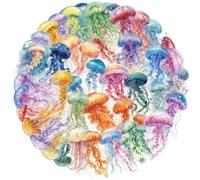 50Pcs Cute Jellyfish Stickers for Water Bottles Luggage Phone Scrapbook Laptops Fantasy Jellyfish Transparent Stickers Pack Ocean Decals Gifts for Kids Teens Adults Vinyl Waterproof