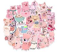 50Pcs Cute Lovely Pink Pig Stickers Water Bottles Laptop Hydroflasks Phone Guitar Skateboard Car Computer Boys,Girls Kawaii Animal Vinyl Stickers Waterproof Aesthetic Trendy Decals for TeensKidsAdults