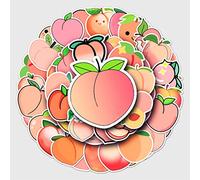 50Pcs Cute Peach Stickers Laptop Car Scrapbook Phone Skateboard Suitcase Luggage Bike Peach Stickers Vinyl Waterproof Aesthetic Personalised Stickers for Teens Boys Girls Adults Children
