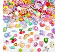50PCS Cute Resin Charms Set, High Quality Slime Charms & Charms for Crafting with Various Cute Designs, Mini Flatback Beads for DIY Phone Case Decoration, Scrapbooking, Jewelry Making