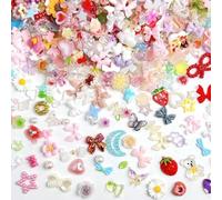 50PCS Cute Resin Charms Set, High Quality Slime Charms & Charms for Crafting with Various Cute Designs, Mini Flatback Beads for DIY Phone Case Decoration, Scrapbooking, Jewelry Making (Type 2)