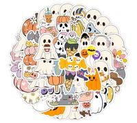 50PCS Cute Stickers,Hallo/ween Decorations,Ghost Stickers Roll,Made of High-Quality Materials,Lustrous and Bright,Thin & Light and Durable,Repeatedly Paste,Tear Off without Leaving Any Residue