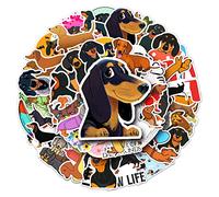 50Pcs Dachshund Dog Stickers Laptop Car Scrapbook Phone Skateboard Computer Dachshund Stickers Vinyl Waterproof Aesthetic Personalised Stickers for Teens Boys Girls Adults Children