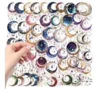 50PCS Dark Gothic Witchcraft Stickers - Vintage Occult & Witchy Stickers for Bullet Journals, Scrapbooks, Grimoires - Waterproof PET Resin & Craft Stickers (Moon)
