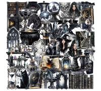 50PCS Dark Gothic Witchcraft Stickers - Vintage Occult & Witchy Stickers for Bullet Journals, Scrapbooks, Grimoires - Waterproof PET Resin & Craft Stickers (Dark Gothic Witchcraft)