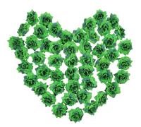 50pcs Dark Green Artificial Rose Flower Heads Realistic Silk Flower Heads for Home Garden Weddings Parties Craft Projects and Decor