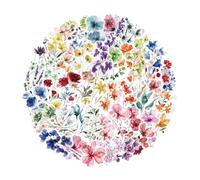 50Pcs Decorative PET Sticker Flower for Water Bottle Scrapbooking Journal Phone Case Laptop Guitar Luggage Waterproof Floral