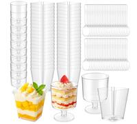 50Pcs Dessert Cups Cheesecake Pots, 150ml Clear Plastic Dessert Cups with Spoons, Square and Round Desert Cups, Reusable Dessert Cups for Pudding, Yogurt Fruit, Mousse, Ice Cream, Party, Birthdays