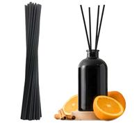 50pcs Diffuser Sticks, 30CM Wood Rattan Essential Oil Aroma Diffusers ECO- Extra Long 4 mm Thick Replacement Refill Stick- Fragrance Refill Black Fibre Reed Thick Diffuser Sticks for Diffuser Oils
