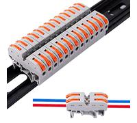 50PCS DIN Rail Connectors Block Terminal Kit,Universal Class Terminal Blocks Kit with Rail Clamp Marking Strips for Electrical Wires (50)