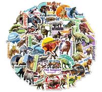 50Pcs Dinosaur Vinyl Waterproof Dinosaur Stickers for Kids Teens Water Bottles Cars Skateboard Luggages Computer Mobile Phone Skateboard Bike