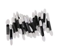 50pcs Disposable Double Ended Sponge Eye Shadow Applicators Dual Sided Eyeshadow Brush Sponge Tipped Oval Makeup Applicator Black Handle..