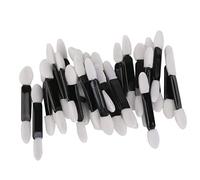 50pcs Disposable Double Ended Sponge Eye Shadow Applicators Dual Sided Eyeshadow Brush Sponge Tipped Oval Makeup Applicator Black Handle, Double Ended Sponge Eye Shadow Applicators
