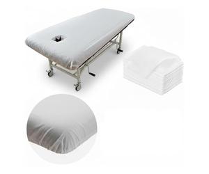 50pcs Disposable Fitted Massage Table Sheets Non-Woven Spa Bed Covers Breathable Oil-Proof Couch Protective Cover Thick Massage Bed Pad for Spa Beauty Salon Tattoo Hospital (213cm x 100cm)