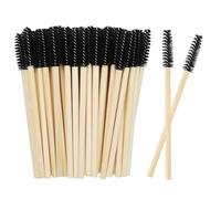 50PCS Disposable Lash Mascara Wands, Bamboo Eyelash Mascara Brushes, Black Eyelash Spoolies eyebrow brush Makeup Kit, Eyelash Extension Brush Applicator Mascara Wands Cosmetic Makeup Tools