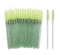 50PCS Disposable Lash Mascara Wands, Bamboo Eyelash Mascara Brushes, Eyelash Spoolies eyebrow brush Makeup Kit, Eyelashes Extension Brush Applicator Mascaras Wands Cosmetic Makeup Tools (Green)