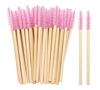 50PCS Disposable Lash Mascara Wands, Bamboo Eyelash Mascara Brushes, Eyelash Spoolies eyebrow brush Makeup Kit, Eyelashes Extension Brush Applicator Mascaras Wands Cosmetic Makeup Tools (Pink)