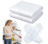 50Pcs Disposable Oversleeves to Cover Arms - Durable Waterproof Arm Protection Sleeves with Elastic Ends - Heavy-Duty Forearm Protector Oversleeves for Cleaning, Painting, Food Processing Clear