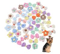 50Pcs Dog Hair Bows, Colorful Cute Dog Bows Small Size with Rubber Band, Decorative Functional Flower Hair Accessories for Pet, Pony Tails, Top Knots for Dogs