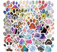 50Pcs Dog Paw Print Stickers for Water Bottle,Computer,Car,Helmet, Laptop,Skateboard,Bike,Luggage,Scrapbook,Cute Colorful Decals,Waterproof Vinyl Animal Paw Sticker,Gift for Adults Children Boys