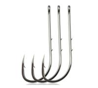 50pcs Double Back Thorn Bent Fishhook Long Handlesea Fishing Hook Barb With Ring Crooked Mouth for Reservoir(10)