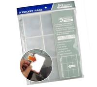 50pcs Double Side Card Page with 18 Secure Pocket Per Sheet Clear Storage Binder Sheets for Game Cards Enthusiasts Binder Sheets