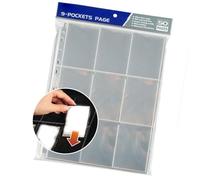 50pcs Double Side Card Page with 18 Secure Pocket Per Sheet Clear Storage Binder Sheets for Game Cards Enthusiasts Binder Sheets