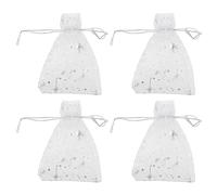 50PCS Drawstring Sheer Mesh Bag, Sheer Organza Pouches Mini Candy Bags for Small Presents Jewelry Earrings (Silver)